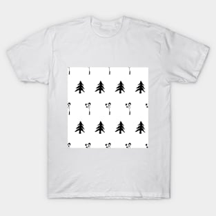 silhouettes, trees, plant, ecology, nature, ornament, seamless,  repeat, forest, winter T-Shirt